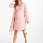lenceria mujer bata kimono modal rosa detalles encaje