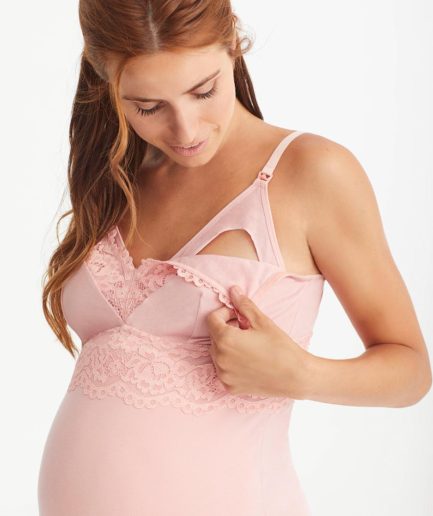 lenceria mujer camisola maternal rosa encaje