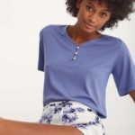 lenceria mujer pijama corto estampado azul
